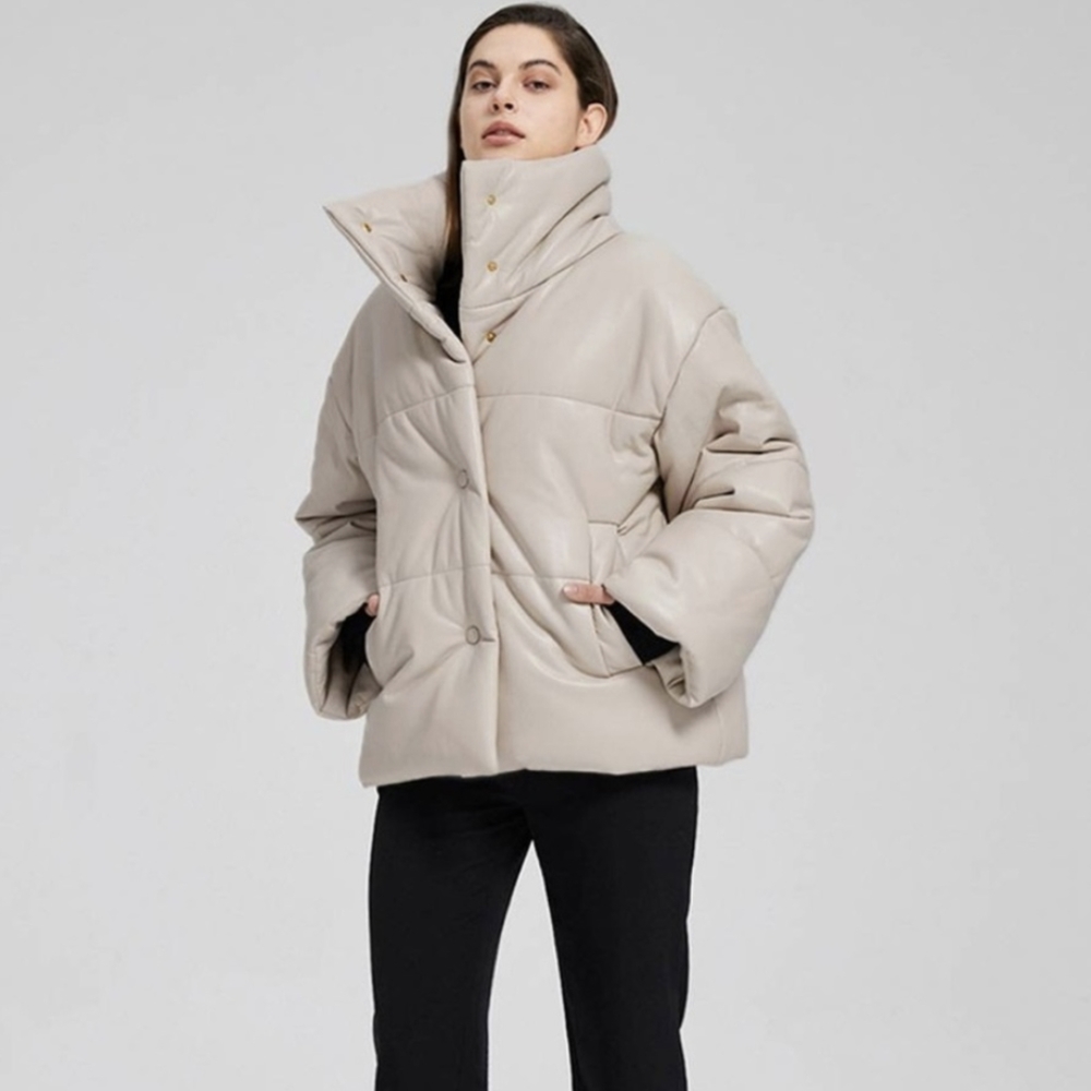 Elegant Beige Puffer Jacket for Women